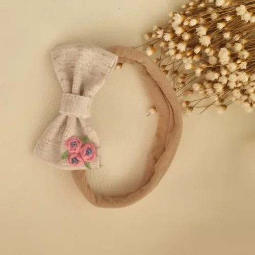 Faixa de Cabelo Laço Jardim Bege