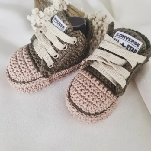 Tênis Crochê Baby All Star Marrom e Bege