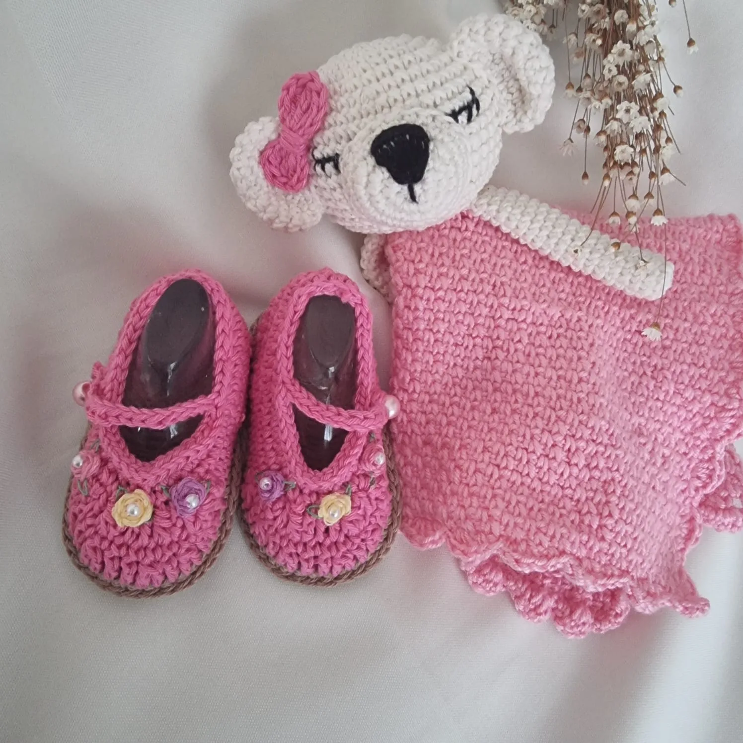 Kit Naninha Ursinho Soninho Rosa – Crochê Artesanal - Imagem 2