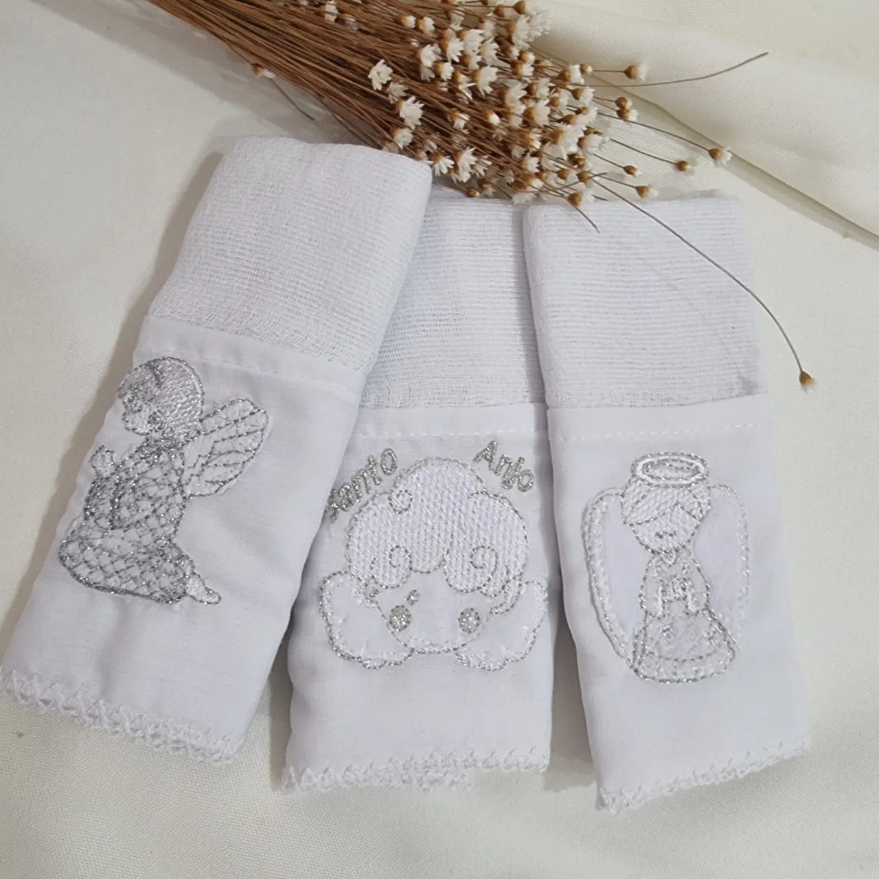 Kit Pano de Boca Duplo Bordado - Tema Anjinho - Imagem 2