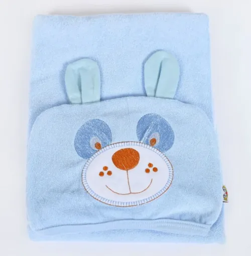 Toalha de Banho com Capuz Ursinho Azul