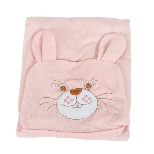 Toalha de Banho com Capuz Bordada – Coelhinho Rosa