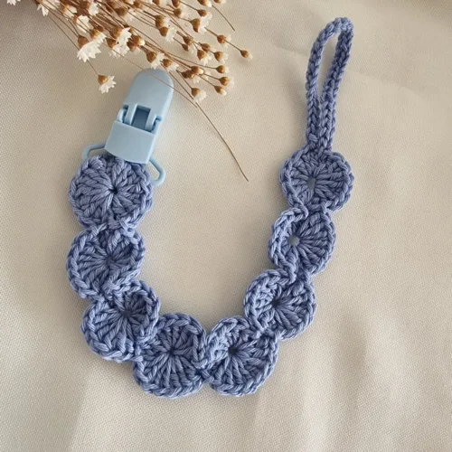 Prendedor de Chupeta em Crochê – Azul