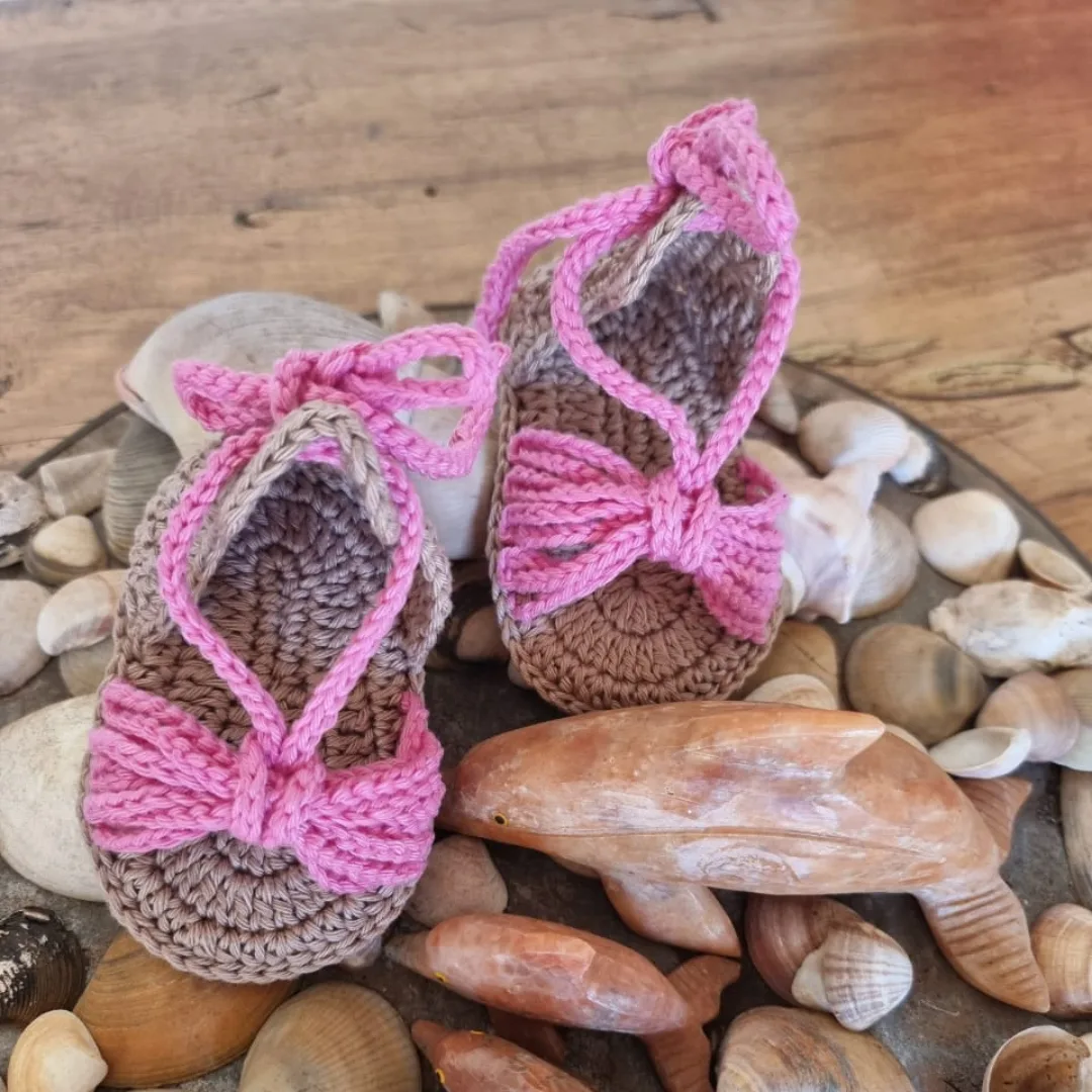 Sandália de Crochê Estilo Romano - Rosa - Imagem 2