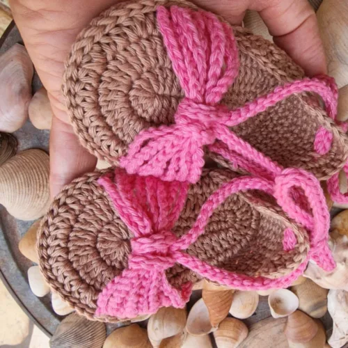 Sandália de Crochê Estilo Romano - Rosa
