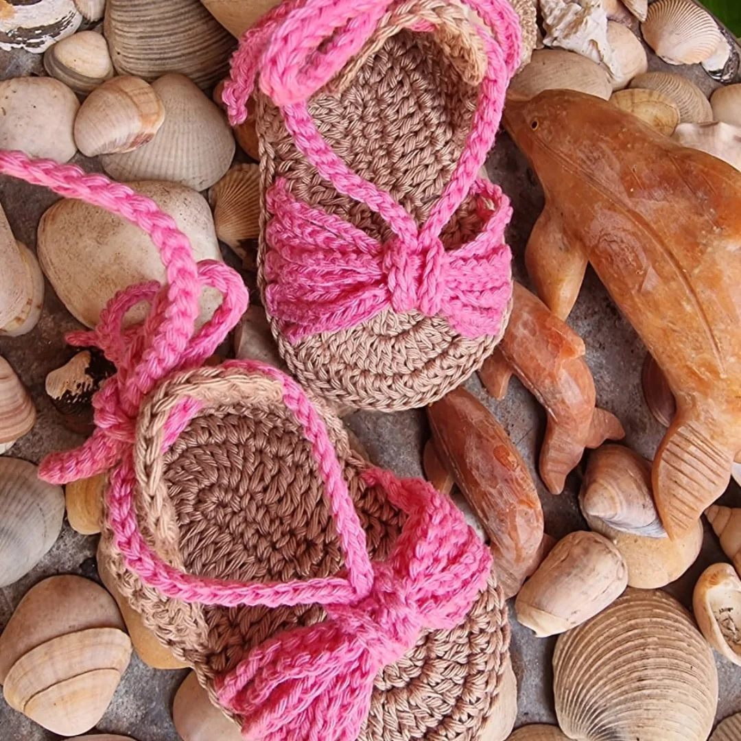 Sandália de Crochê Estilo Romano - Rosa - Imagem 3