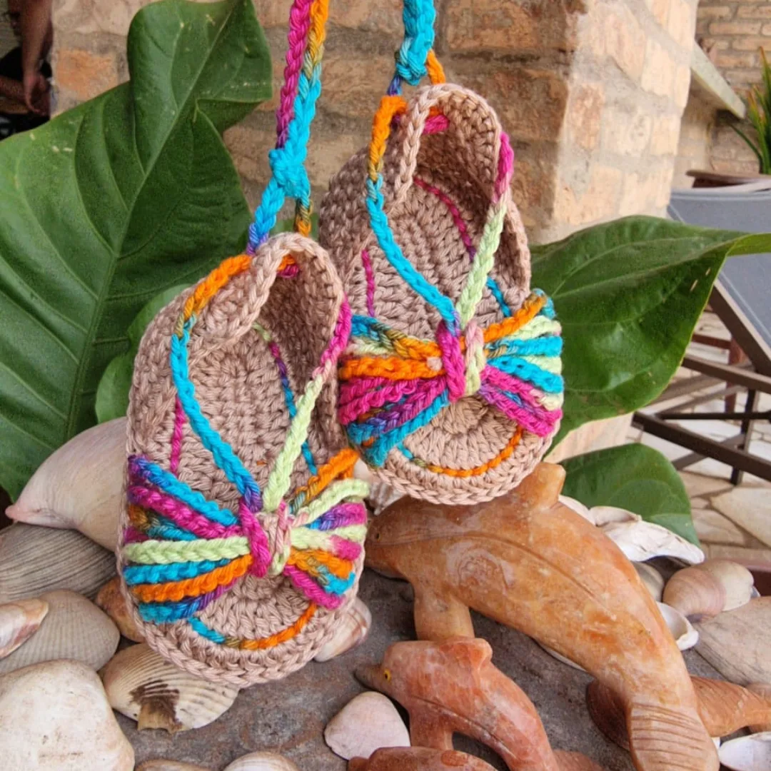 Sandália de Crochê Estilo Romano - Colorida - Imagem 3