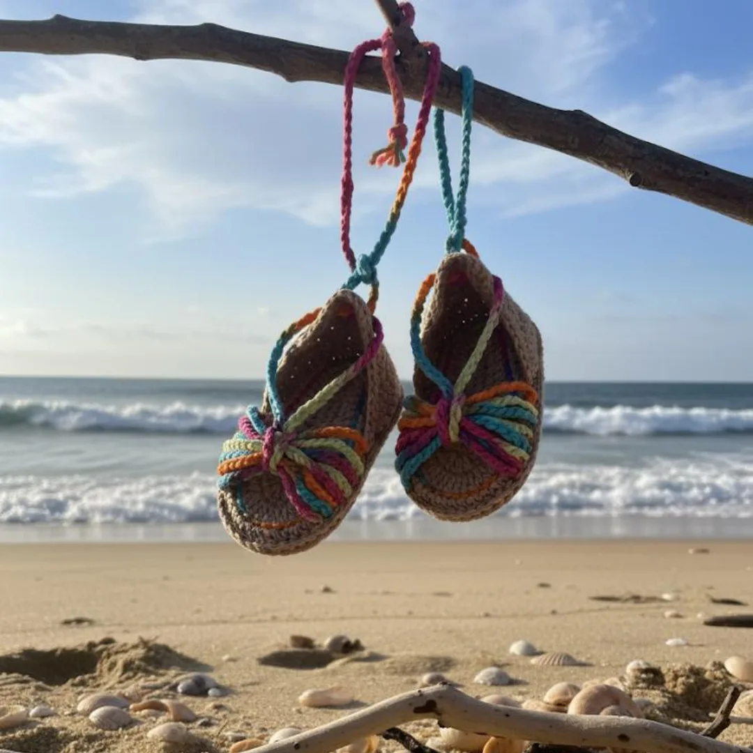 Sandália de Crochê Estilo Romano - Colorida - Imagem 2