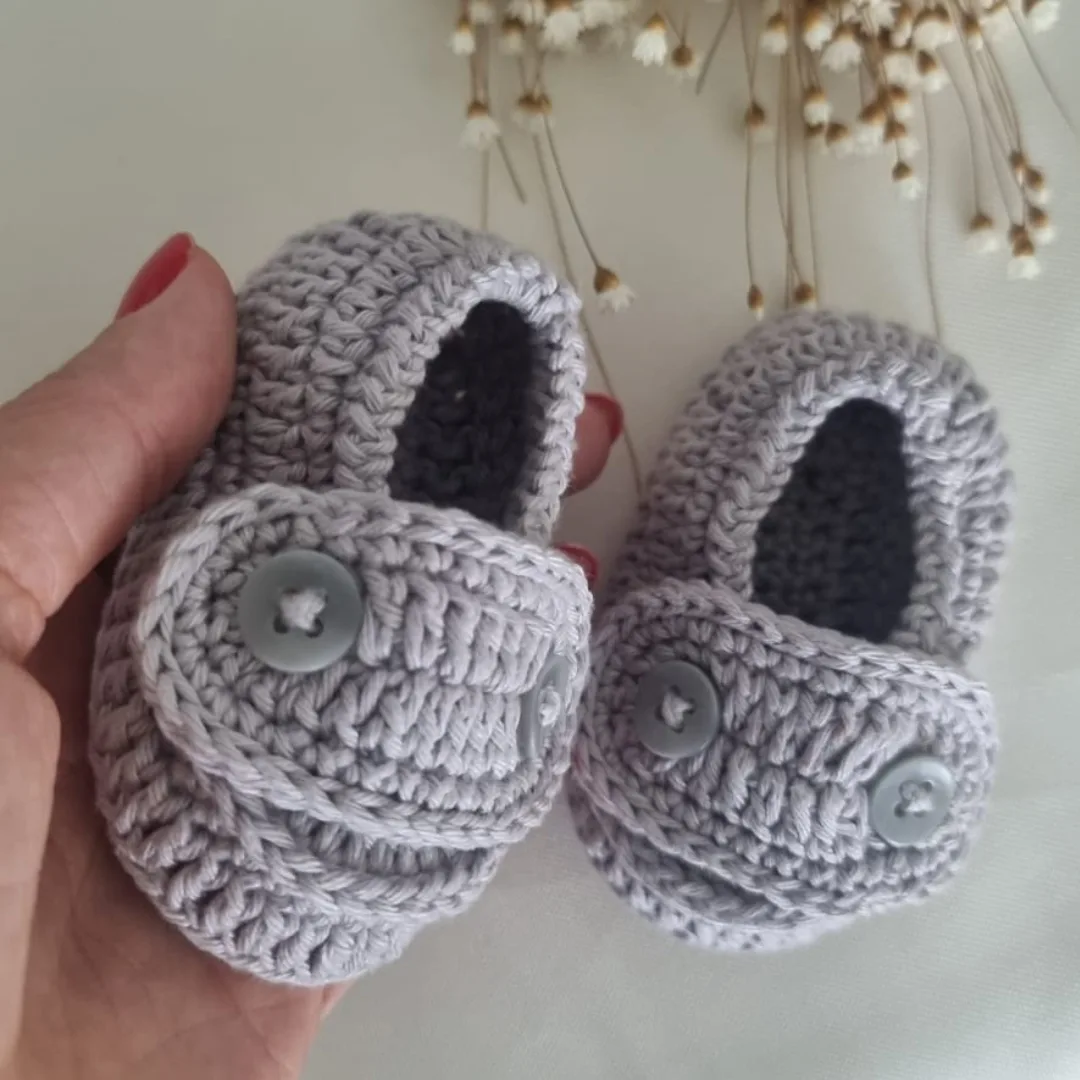 Mocassim de Crochê Clássico - Cinza - Imagem 3
