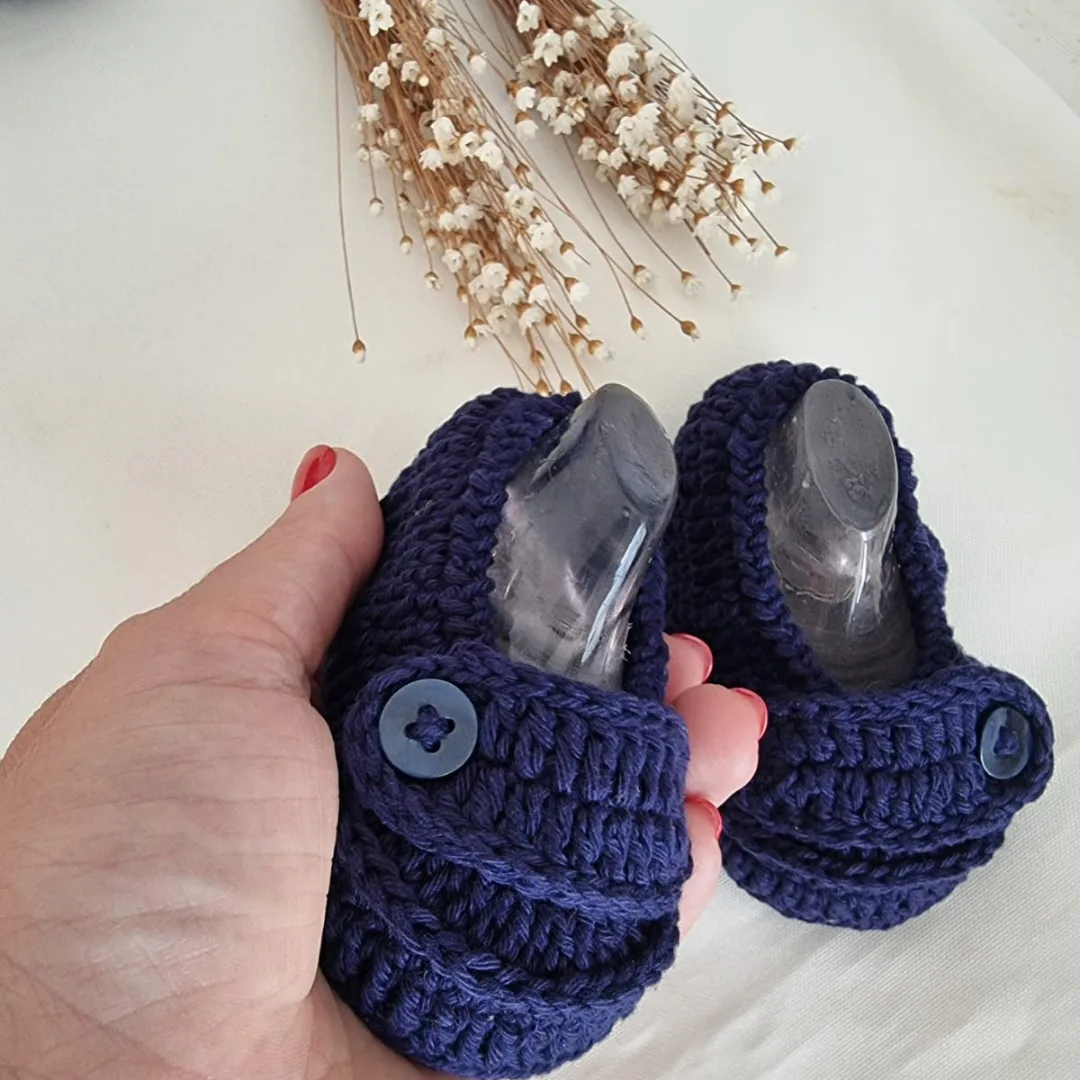 Mocassim de Crochê Clássico - Azul - Imagem 3