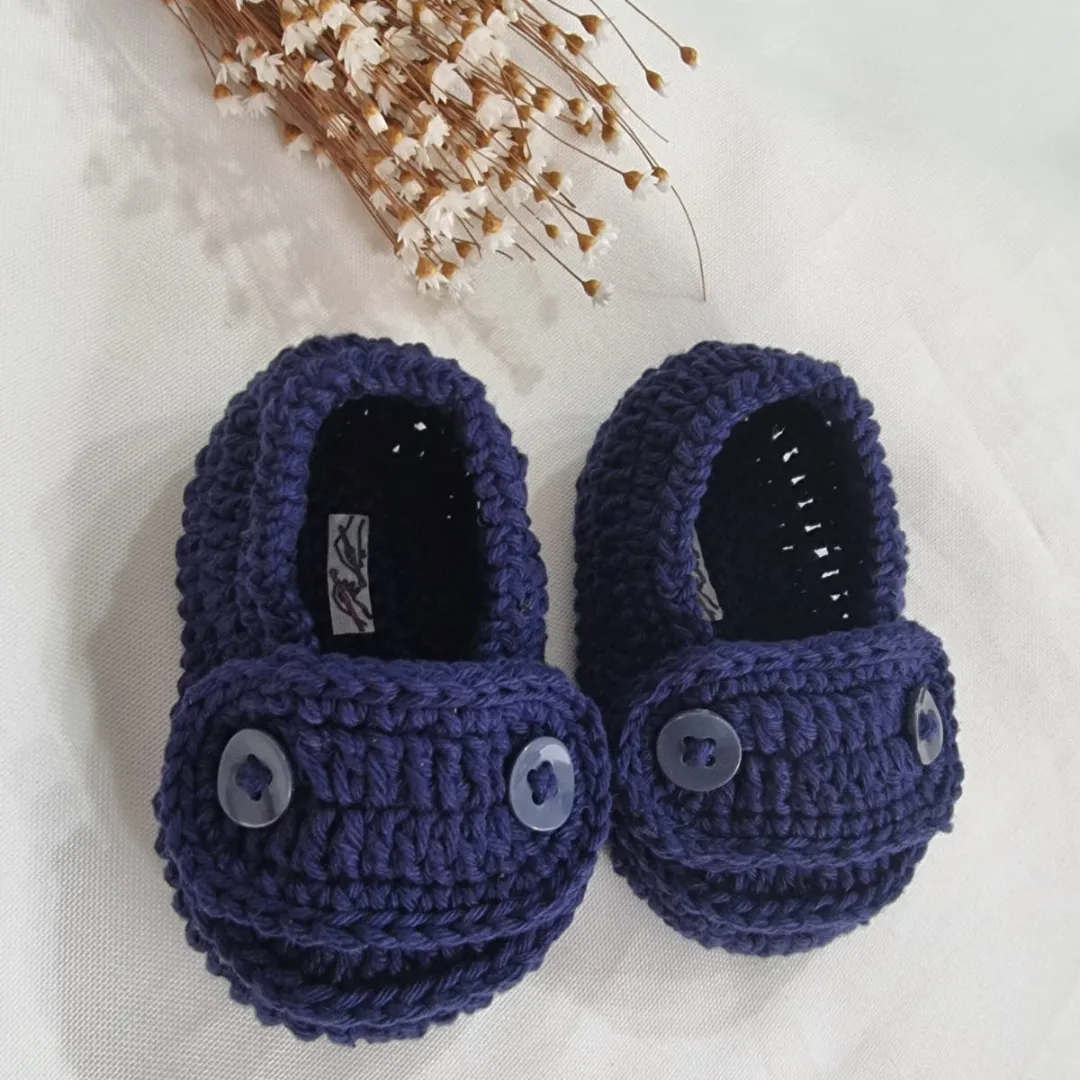 Mocassim de Crochê Clássico - Azul - Imagem 2
