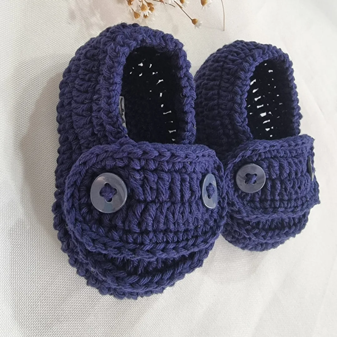 Mocassim de Crochê Clássico - Azul