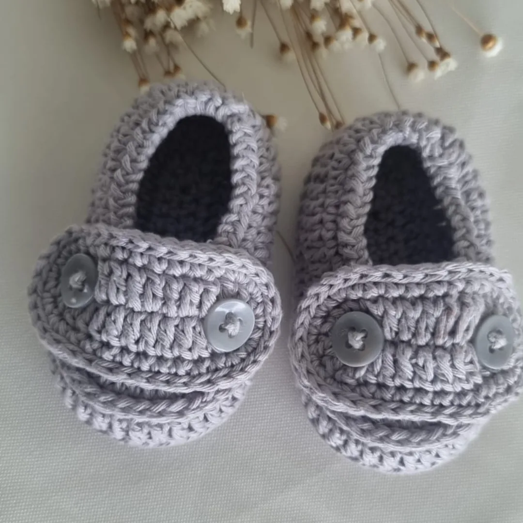 Mocassim de Crochê Clássico - Cinza - Imagem 2