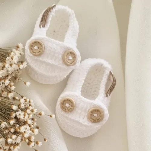 Mocassim de Crochê Clássico - Branco