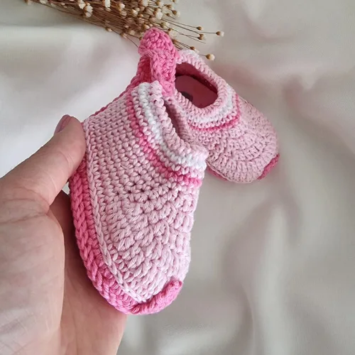 Tênis de Crochê Baby Basic - Rosa